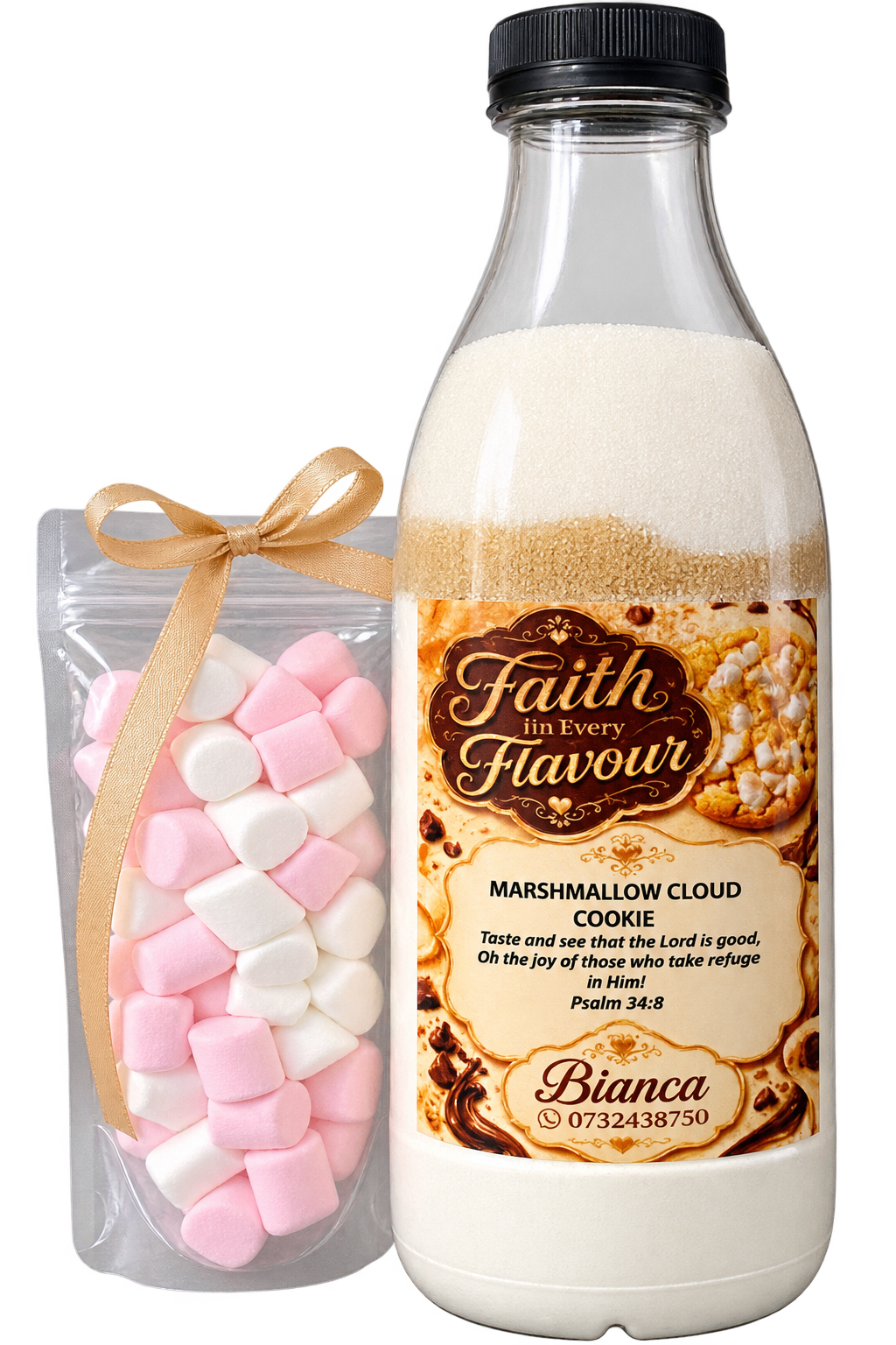Marshmallow Cloud Cookie layered dry mix bottle